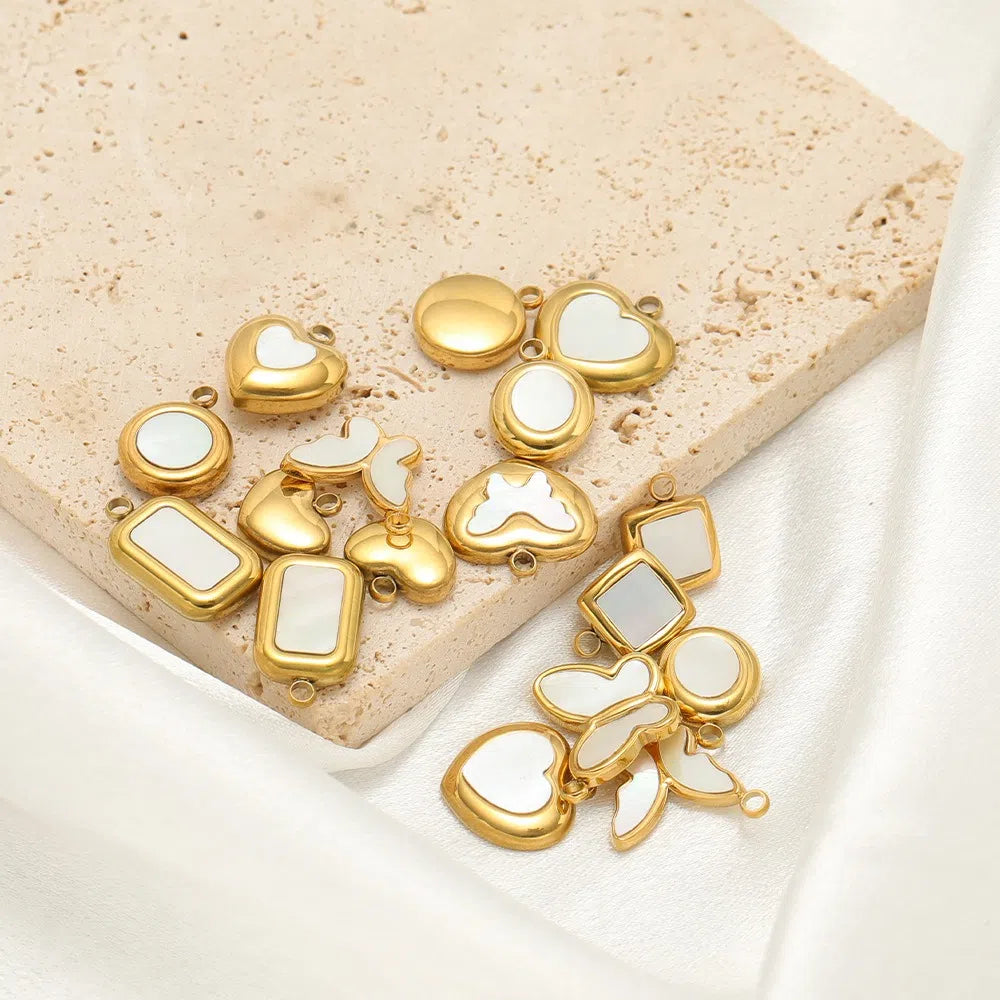 Stainless Steel Shell Inlay Charms