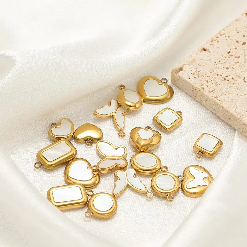 Stainless Steel Shell Inlay Charms