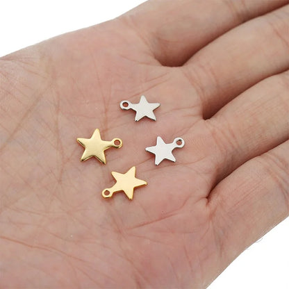 Stainless Steel Star Charms with Loop