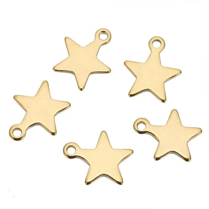 Stainless Steel Star Charms with Loop