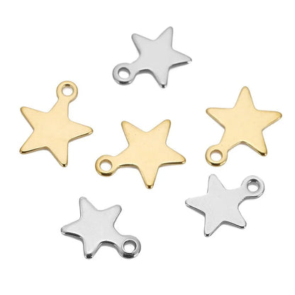 Stainless Steel Star Charms with Loop