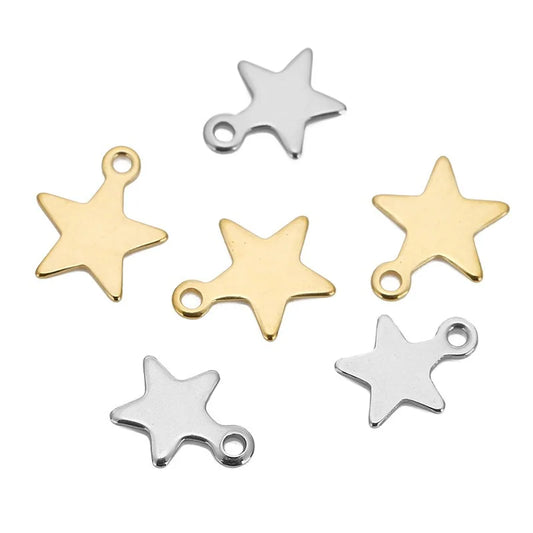 Stainless Steel Star Charms with Loop
