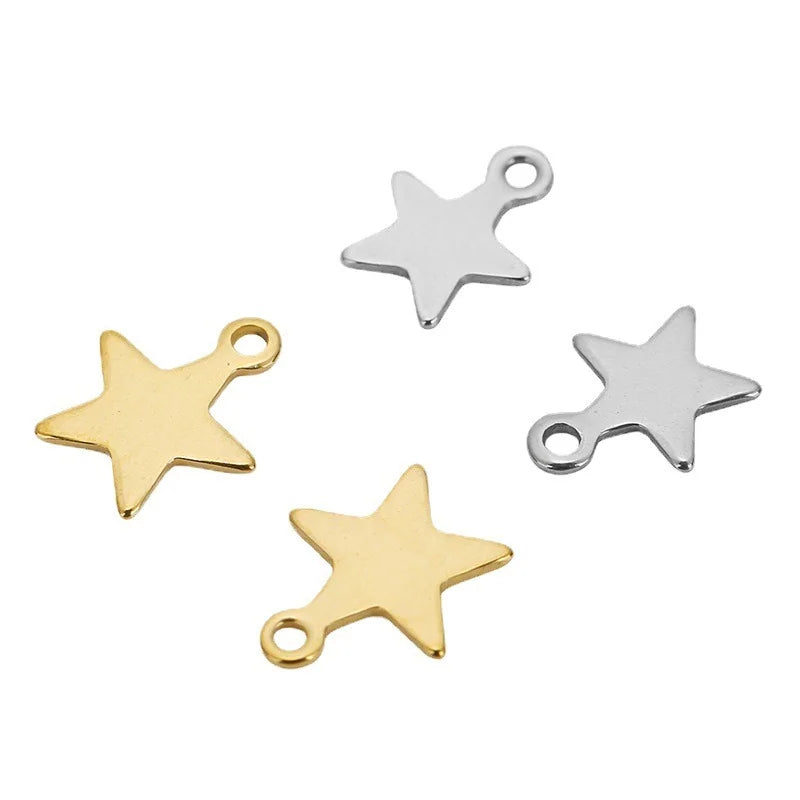 Stainless Steel Star Charms with Loop