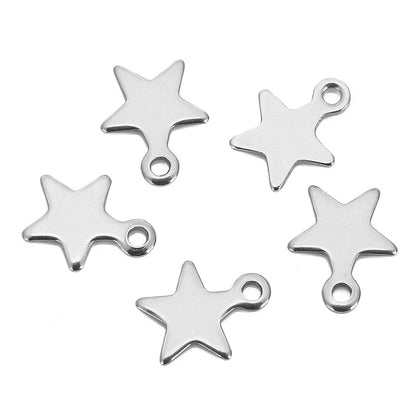 Stainless Steel Star Charms with Loop
