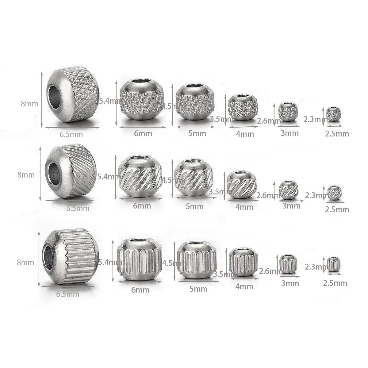Stainless Steel Textured Large Hole Spacer Beads