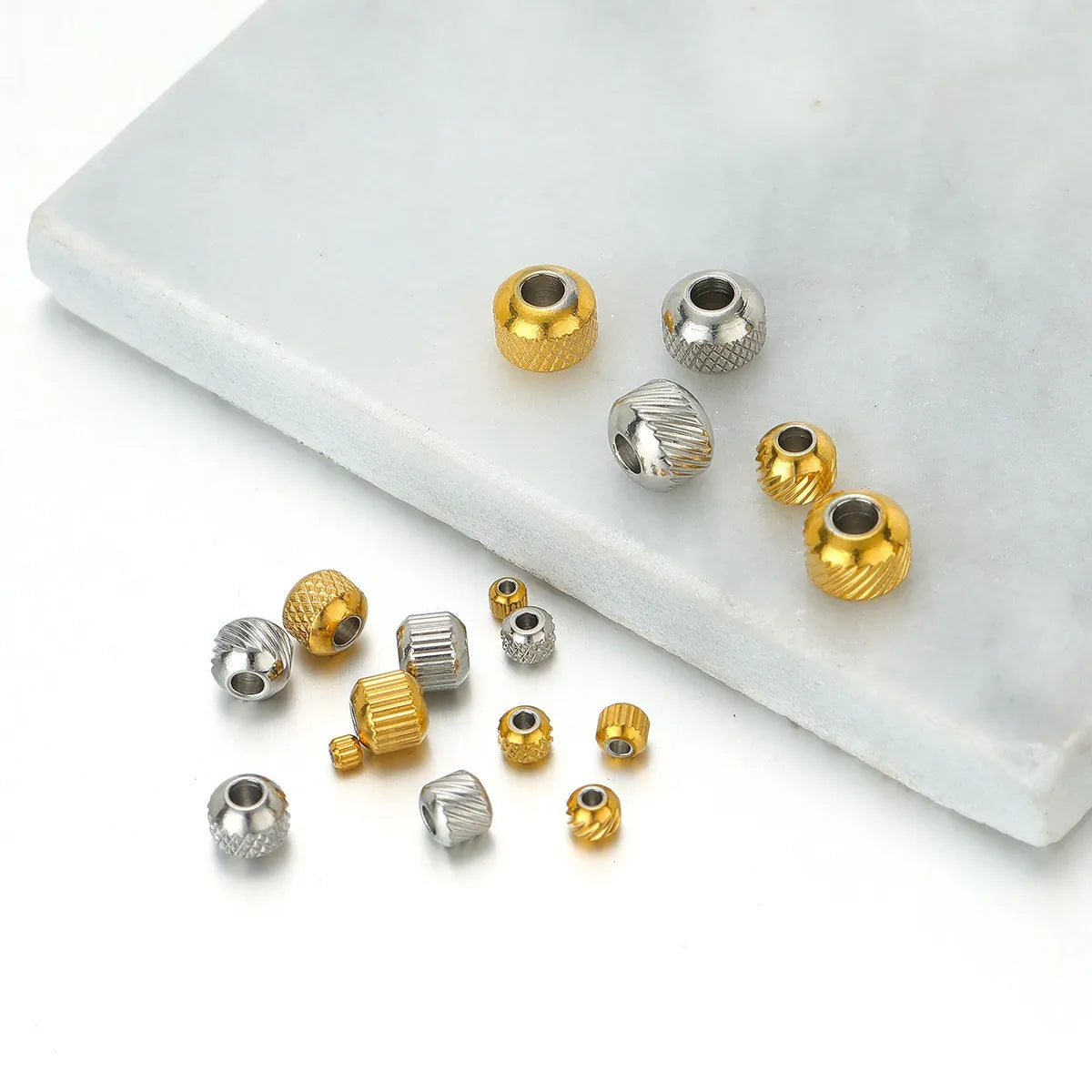 Stainless Steel Textured Large Hole Spacer Beads
