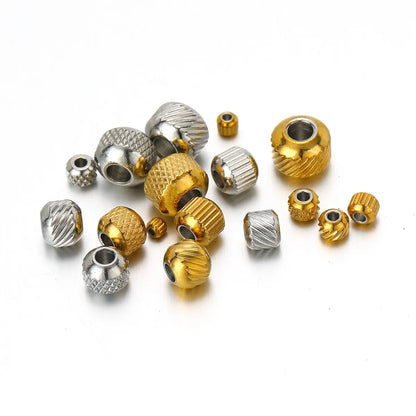 Stainless Steel Textured Large Hole Spacer Beads
