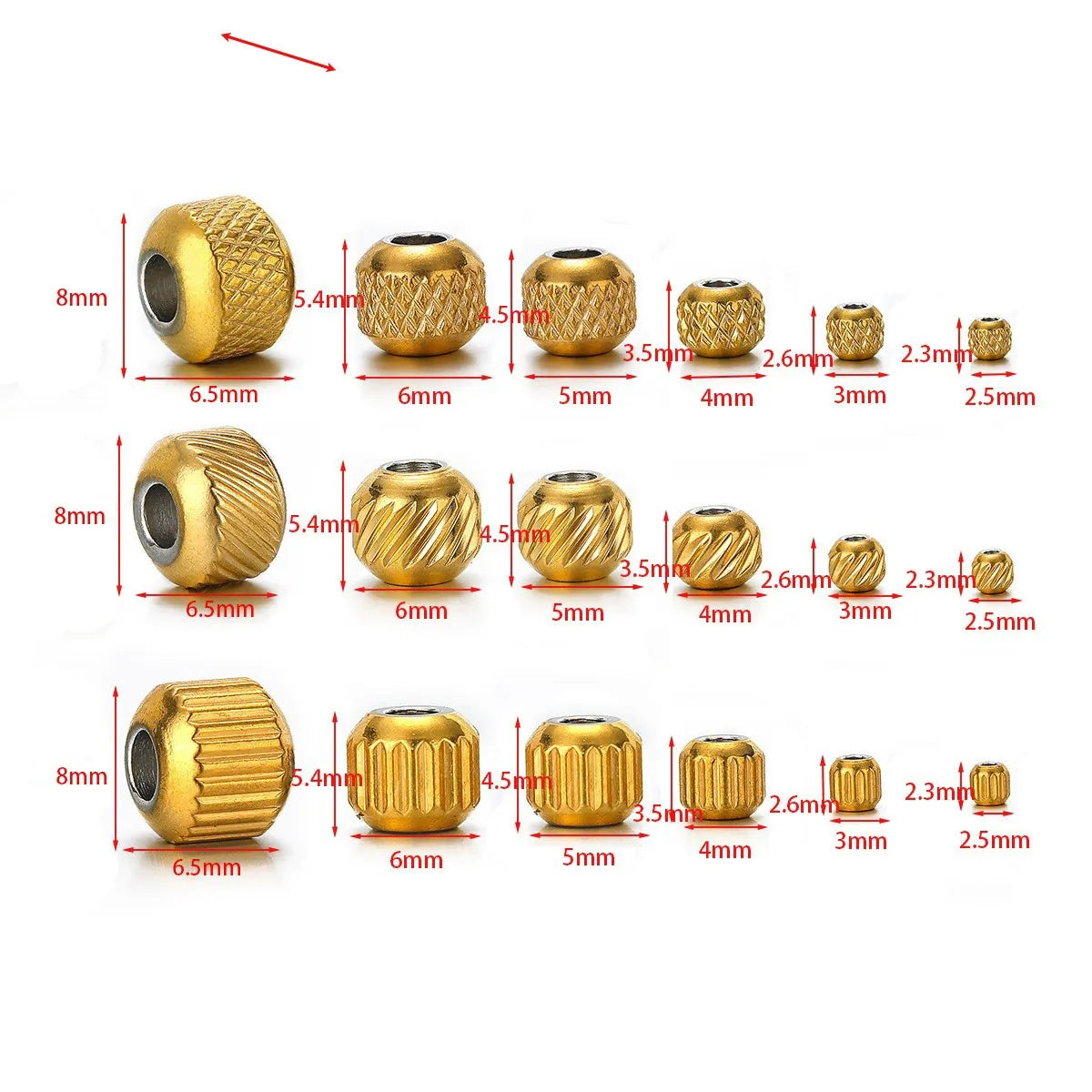 Stainless Steel Textured Large Hole Spacer Beads