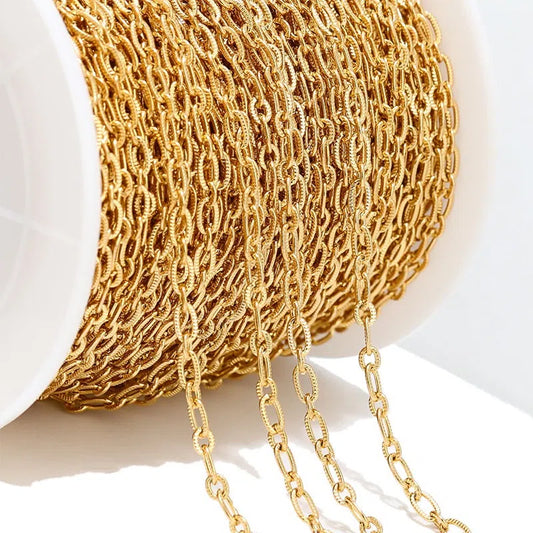 Stainless Steel Textured Oval Cable Chain