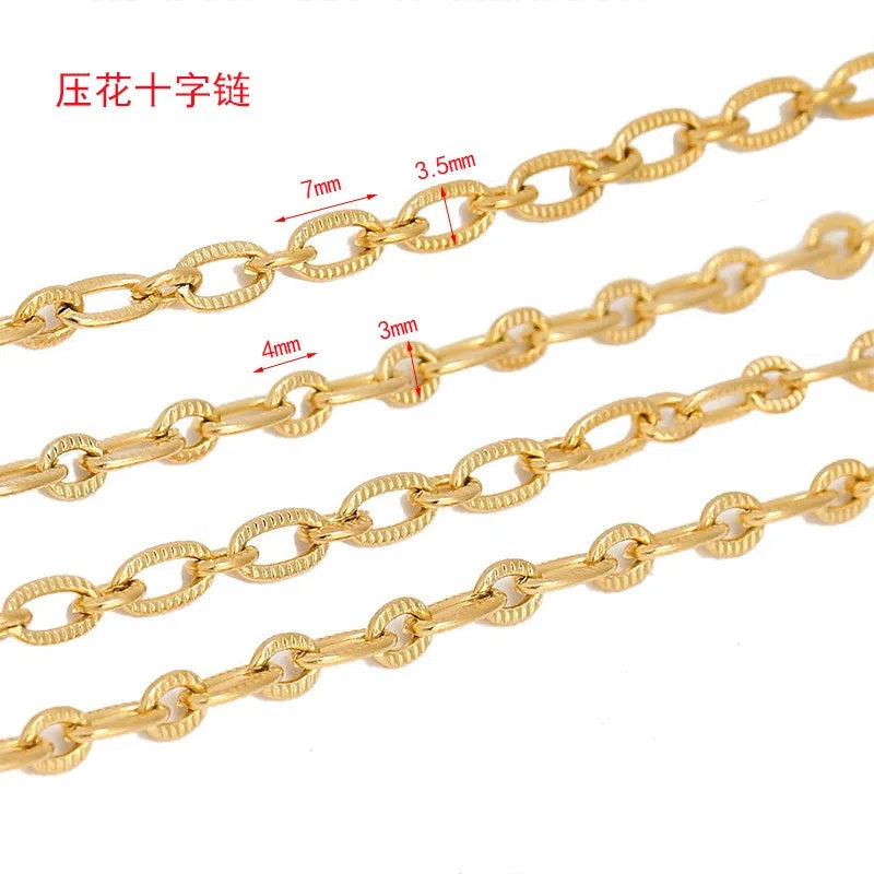 Stainless Steel Textured Oval Cable Chain