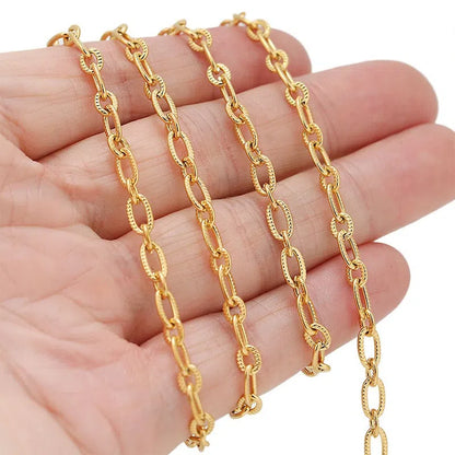 Stainless Steel Textured Oval Cable Chain