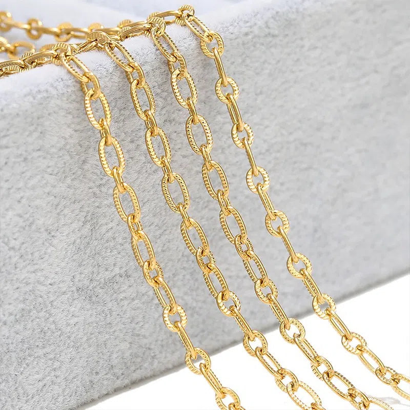 Stainless Steel Textured Oval Cable Chain