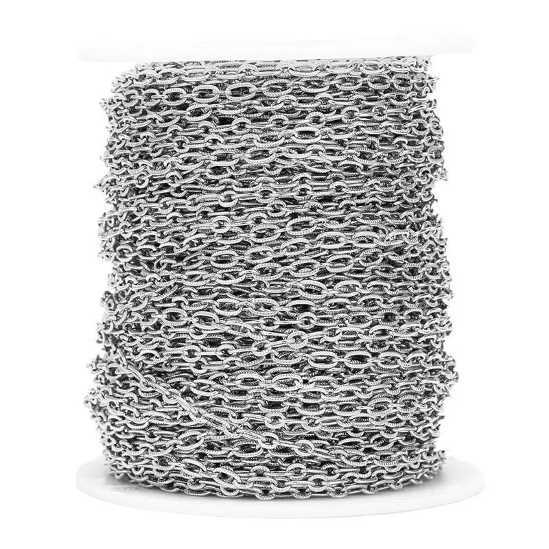 Stainless Steel Textured Oval Cable Chain