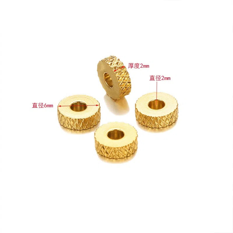 Stainless Steel Textured Rondelle Spacer Beads