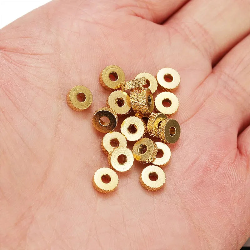 Stainless Steel Textured Rondelle Spacer Beads