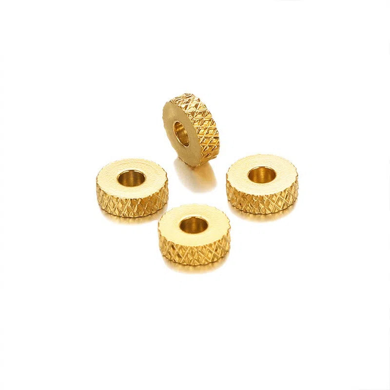 Stainless Steel Textured Rondelle Spacer Beads