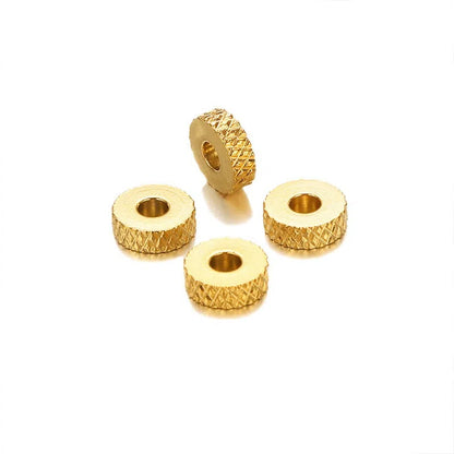 Stainless Steel Textured Rondelle Spacer Beads