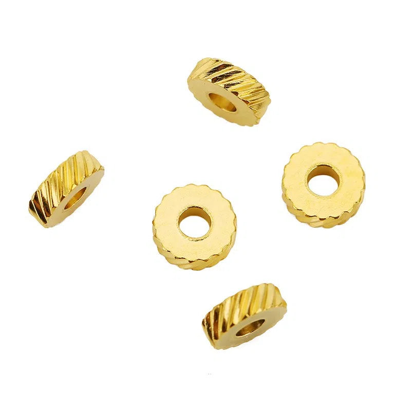 Stainless Steel Textured Rondelle Spacer Beads