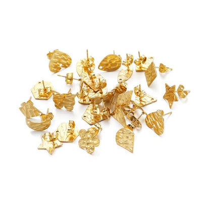Stainless Steel Textured Stud Earring Posts with Loop