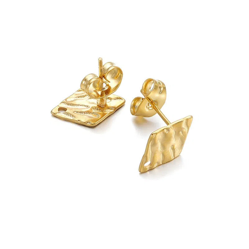 Stainless Steel Textured Stud Earring Posts with Loop