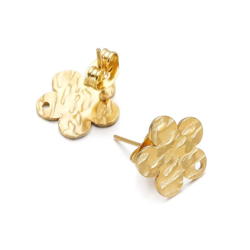 Stainless Steel Textured Stud Earring Posts with Loop