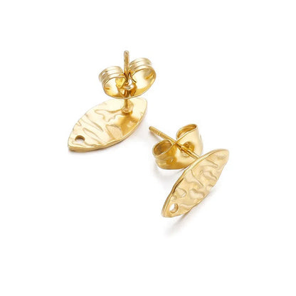 Stainless Steel Textured Stud Earring Posts with Loop