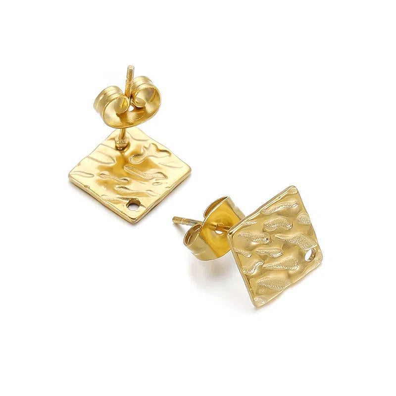 Stainless Steel Textured Stud Earring Posts with Loop