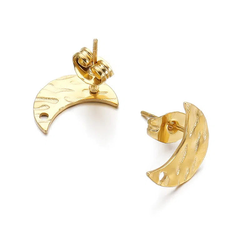 Stainless Steel Textured Stud Earring Posts with Loop