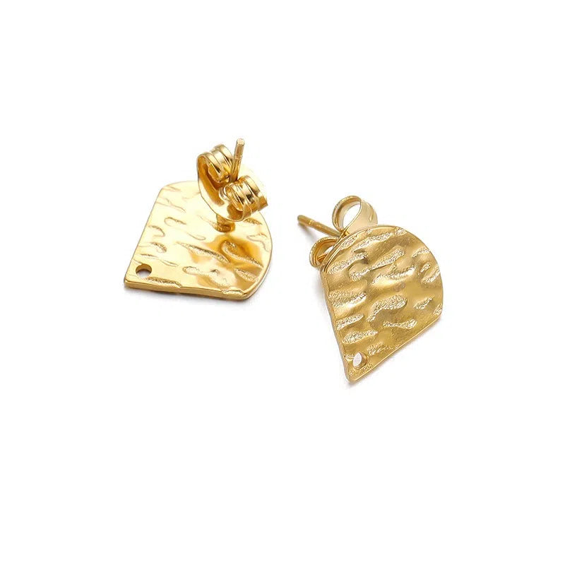 Stainless Steel Textured Stud Earring Posts with Loop