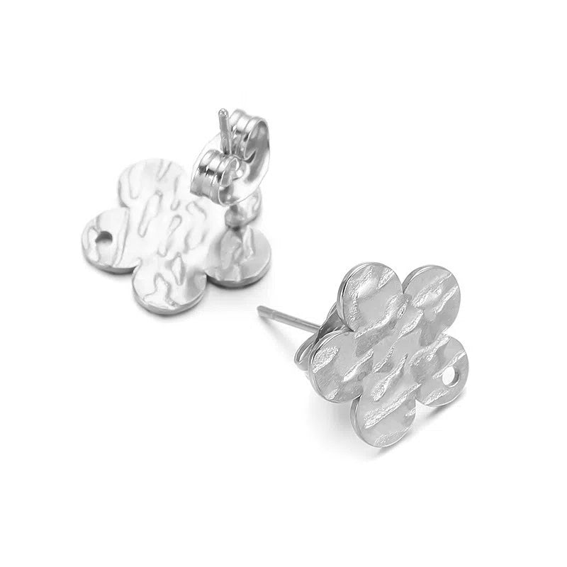 Stainless Steel Textured Stud Earring Posts with Loop