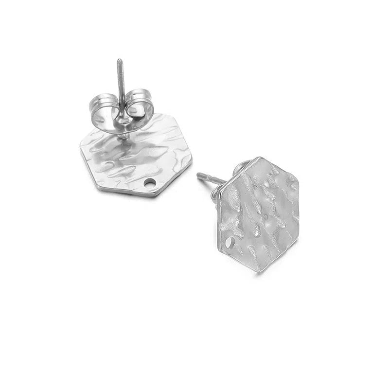 Stainless Steel Textured Stud Earring Posts with Loop