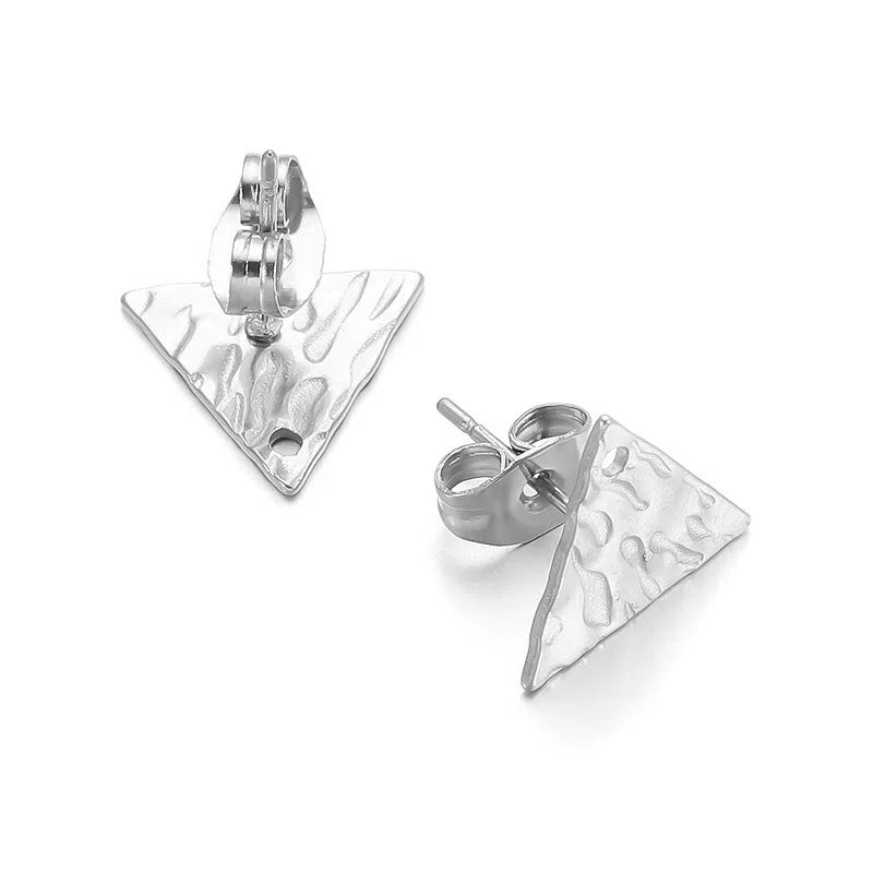 Stainless Steel Textured Stud Earring Posts with Loop