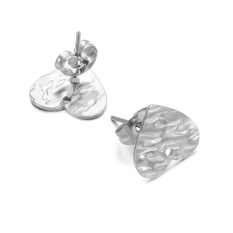 Stainless Steel Textured Stud Earring Posts with Loop
