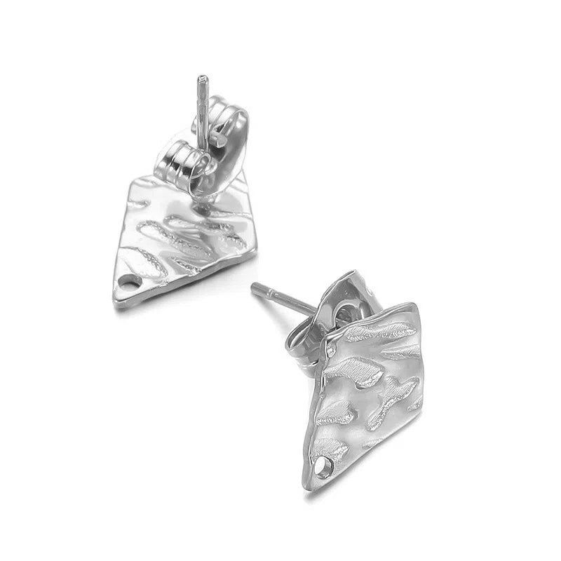 Stainless Steel Textured Stud Earring Posts with Loop