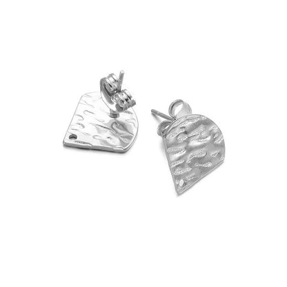 Stainless Steel Textured Stud Earring Posts with Loop