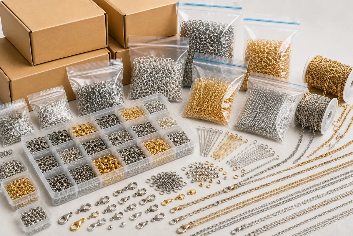 Wholesale stainless steel jewelry findings and components packaged for bulk business orders